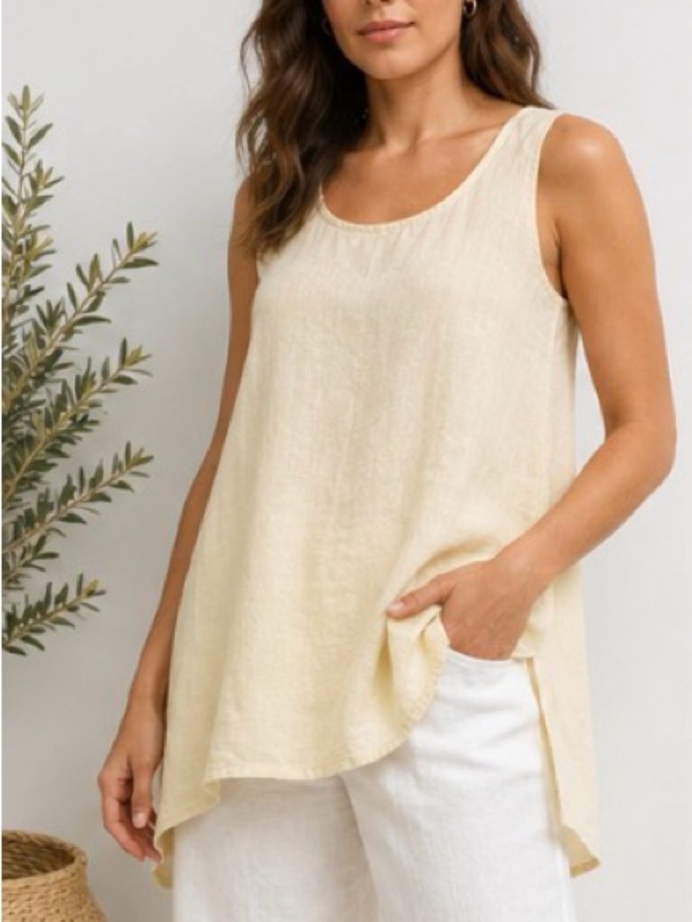 NWT Filosofia 100% Linen Sleeveless Tunic Top Small Made in USA